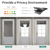 WdFour Privacy Blackout Tie Up French Door Curtain. | 25×40 Inch dark gray single panel curtain, easy install washable fabric for front door, sidelights, entryway and living room.