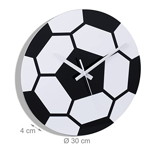 Relaxdays Children's Wall Clock, Diameter 30 cm, Children's Wall Clock, No Numbers, Decoration for Children's Room and Teenager's Room, Black/White
