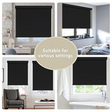 SUNOFF Cordless Blackout Roller Shades Blinds for Windows Free-Stop,Pull Down Room Darkening with Valance,Thermal Insulated Woven Fabric Window Door Blinds for Home,Office,Black 20" W x 72" H