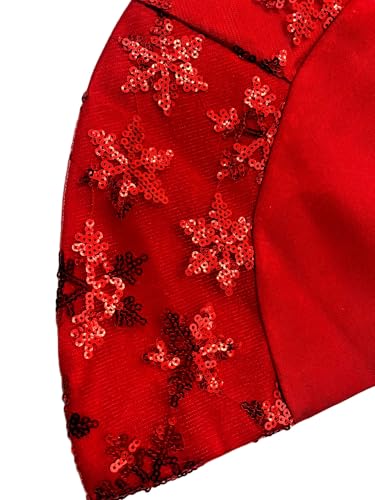 Kurt Adler Tiny 20-inch Miniature Satin Tree Skirt with Sequined Snowflake Border for Table Top Trees (Red)