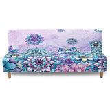 Purple Bohemian Flowers Stretch Sofa Couch Slipcovers Without Armrest, Furniture Protector for Kids and Pets Elastic Fabric Futon Slipcover Non Slip Protector