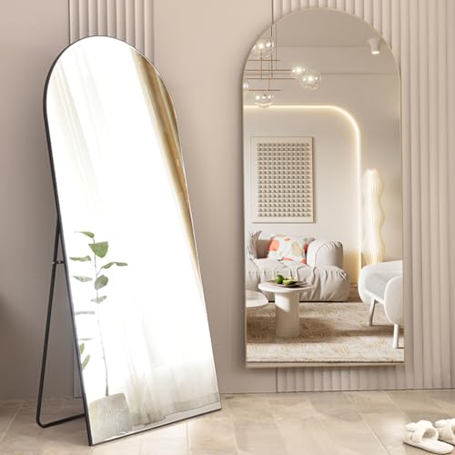 Arched Full Length Mirror, Floor Mirror with Stand, Aluminum Alloy Frame Full Body Mirror Freestanding or Wall-Mounted for Living Room/Bedroom(39"x20", Gold)