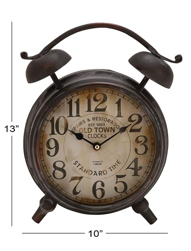 Deco 79 Metal Clock with Bell Style Top, 10" x 4" x 13", Black