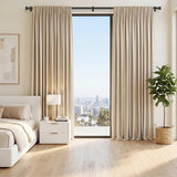 OLV Black Curtain Rod 36 to 91 Inch, 1 Inch Adjustable Modern Curtain Rods for Windows, Decorative Heavy Duty Window Treatment Rods with End Cap Finials, Telescopic Splicing Drapery Pole, Easy Install
