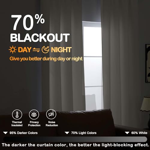 OVZME Natural Room Darkening Curtains for Bedroom 72 Inches Long 2 Panels, Thermal Insulated Energy Saving Blackout Curtains for Living Room, Dual Rod Pocket Blackout Drapes, 2x40Wx72L Inches