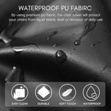 SearchI Waterproof PU Leather Seat Covers for Dining Chairs, 4 Pack Stretch Dining Room Chair Seat Covers, Kitchen Chair Seat Covers Protectors (Black)