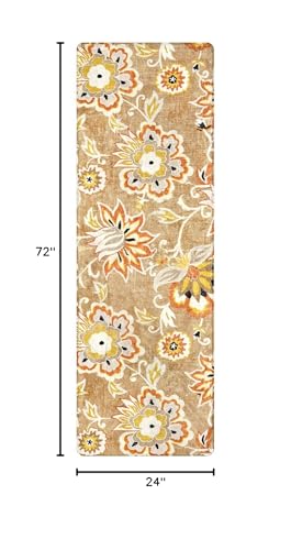 Lahome Floral Runners Rugs for Hallways - 2x6 Washable Non-Slip Kithcen Runner Rug Throw Soft Lightweight Bedroom Rug, Tan Paisley Print Modern Indoor Carpet Runner for Bathroom Laundry Room Entrance
