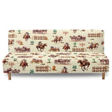 Suobstales Horse Cactus Cowboy Pattern Futon Slipcover Armless Sofa Cover Stretch Furniture Protector for Foldable Couch Bed with Elastic Bottom for Living Dining Room