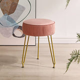 IBUYKE Velvet Vanity Stool Ottoman, Round Footrest Chair, Pink LG-30P