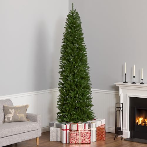 National Tree Company 9 ft Unlit Kingswood Fir Slim Artificial Christmas Tree, 1,443 Tips, Includes Stand, Green