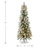 National Tree Company 3 ft Pre-Lit Flocked Downswept Forestree Mini Artificial Christmas Tree,50 Clear Lights, 198 Tips, Metal Plate Base, Green