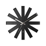 Umbra Ribbon Modern 12" Wall Clock, Silent Non Ticking Battery Operated Quartz Movement, Black