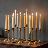 NUPTIO Gold Candlestick Holders Bulk: Solid Aluminum Set of 15