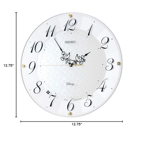 Seiko Clock Character Wall Clock, Adult Disney Mickey Mouse, Minnie Mouse, Radio, White Pearl, Diameter 12.9 x 1.8 inches (327 x 46 mm), FS513W