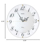 Seiko Clock Character Wall Clock, Adult Disney Mickey Mouse, Minnie Mouse, Radio, White Pearl, Diameter 12.9 x 1.8 inches (327 x 46 mm), FS513W