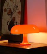 Orange Mushroom Lamp, Mid Century Modern Table Lamp for Bedroom, Minimalist Mushroom Decor Bedside Small Lamps, 2700K(Bulb Included, Plug Powered)