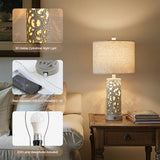 Bedside Table Lamps Set of 2 with USB & Night Light, 22'' Farmhouse Bedroom Lamps for Nightstand, Vintage Table Lamps for Bedroom Living Room Home Offce (Bulb Included)