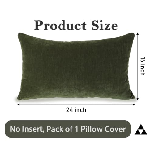 Chenille Lumbar Pillow Covers 16x24 inch Moss Green