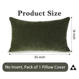 Chenille Lumbar Pillow Covers 16x24 inch Moss Green
