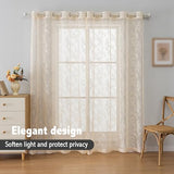 Anytime Beige Lace Sheer Curtain Panels for Living Room Elegant Window Treatment Sets Light Filtering Translucent Draperies for Office (2 Panels,W55 x L84inch)