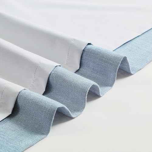 WEST LAKE 90 Inches Length Dusty Blue Pinch Pleated 100 Blackout Curtain Panels with Liners,Linen Textured Drapes for Bedroom Living Room,Energy Efficient Backtab Hooks Window Treatment,40" Wx90 Lx2