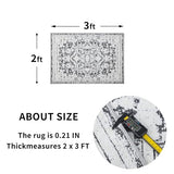 Vintage Runner Rug Non Slip for Hallway Bathroom Kitchen 2x3 ft, Ultra Soft Boho Carpet Runner with Low Pile Design Machine Washable Runner Rugs for Entryway Laundry Living Room (Black, 2'x3')