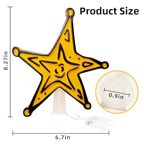 Christmas Tree Topper,Christmas Decorations,Make Your Whobilation Tree Come to Life with This Topper,8.2” Christmas Star Tree Topper for Holiday Christmas Tree Decor (Battery-Operated-1)