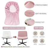 LavishCover Armless Chair Cover Office Desk Chair Cover, Waterproof and Elastic Criss Cross Chair Cover, Vanity Chair Covers,Mid Back Wide Seat Accent Chair Covers(Pink,T-Type,Just the Cover)