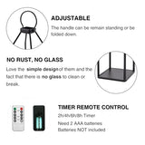 Perfnique Modern Farmhouse Lantern Decor, 15'' 13'' Set of 2 Black Metal Lantern, 2 LED 6hr Timer Flameless Candles ＆ Remote Timer, Lanterns Decorative for Outdoor, Home, Indoor, Patio, Christmas