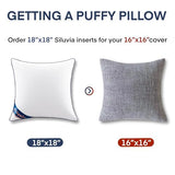 Siluvia 18"x18" Pillow Inserts Set of 2 Decorative Square Throw 18" Pillows with 100% Cotton Cover for Sofa, Couch, and Bed - White