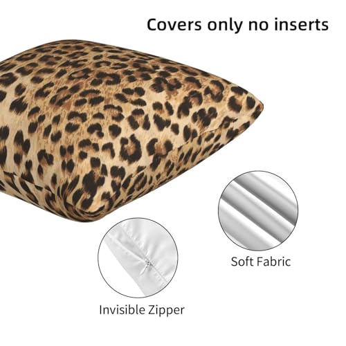 Leopard Print Pillow Covers 18x18 in Couch Cheetah Print Pillow Case Sets of 2 Modern Decorative Square Throw Pillows for Home Living Room Bedroom Bed Cushion Outdoor