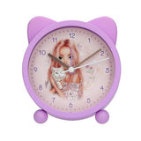 Depesche TOPModel Blooming Kitty 14063 Children's Alarm Clock with Model Cat Motif Silent Clock with Light Function Purple