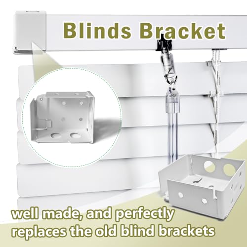 2PCS Mini Blind Brackets, Metal Window Blind Brackets, 2 inch White Window Blinds Headrail Holder Bracket for High Profile Blinds