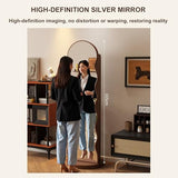 360° Rotating Full Length Mirror with Bookshelf & Magazine Rack, Floor-Standing Body Mirror for Bedroom, Living Room & Study Room, 66.9" Tall Dressing Mirror