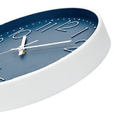 Foxtop Modern Wall Clock Silent Non Ticking Battery Operated Quartz Round Wall Clock Decor for Bedroom Kitchen Home Office School (12 Inch, Cerulean)