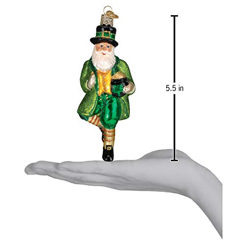 Old World Christmas Irish Santa Glass Blown Ornament for Christmas Tree, Handcrafted Holiday Decoration, Irish Collection