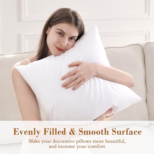puredown® 20x20 Pillow Inserts, Fluffy Plush Square Form Sham Stuffer Set of 2, Decorative Down Alternative Pillows for Couch, Sofa, Bed and Home Decor