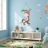 Kenning Monkey Wall Clock Safari Nursery Decorative Silent Non-Ticking Clock Wooden 16 x 11.5 Inch for Living Room Bedroom Kitchen Home Wall Decor, Battery Not Included