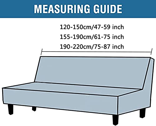 YOPOIY Printing Fitted Futon Cover Fitted Non-Slip Futon Slipcover Rich Textured Armless Sofa Cover with Elastic Bottom for Pets, Kids -15-155-190CM