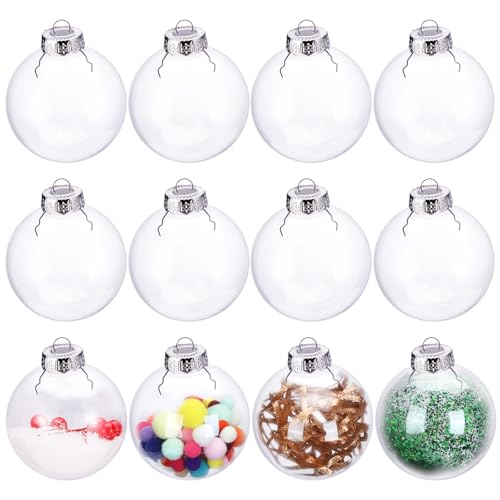 12 Pack Clear Plastic Fillable Ornament Ball 3.15''/80mm for Christmas,Holiday, Wedding,Home Decor