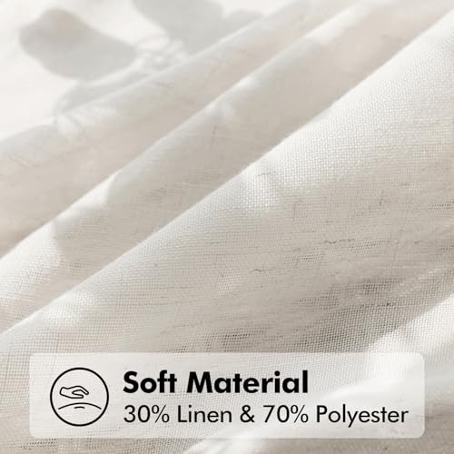 ANRODUO Ivory Cream Linen Curtains 96 inches Long 2 Panels for Bedroom Living Room Back Tab Semi Sheer Privacy Linen Burlap Window Drapes Neutral Modern Long Curtains for Sliding Glass Door