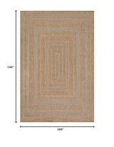 Beverly Rug Easy Jute Framed Border Rug 9x12 Washable Large Indoor Outdoor Area Rugs for Living Dining Room Patio Office Stain Resistant Non Shedding Casual Indoor Outside Carpet 9 x 12 Natural