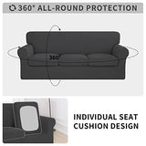 ISSUNTEX 4 Pieces High Stretch Thicken Couch Covers, Soft Sofa Slipcover for 3 Separate Cushion , Jacquard Fabric Elastic Furniture Protector for Dogs (Sofa, Dark Gray)