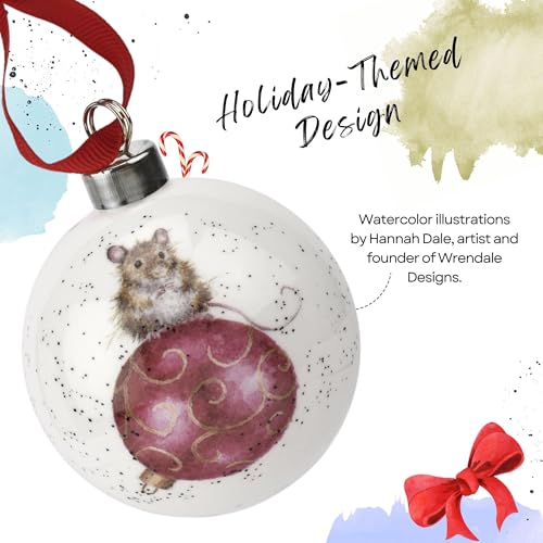 Royal Worcester Hanging Ornament - Not A Creature was Stirring Bauble with Mouse Motif, Fine Bone China Holiday & Christmas Decor, Hand-Painted Animal Design for Festive Cheer & Tree Decoration