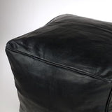 Handmade Moroccan Square Leather Pouf – Delivered Unstuffed – Ottoman, Footstool, Footrest, Hassock, Floor Cushion – Versatile Artisan Accent (Oiled Black)