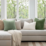 MIULEE Faux Fur Decorative Throw Pillow Covers 18x18 Inch Set of 2, Modern Spring Home Decor Soft Plush Couch Pillows Cozy Fluffy Cushion Covers for Sofa Bed Sage Green