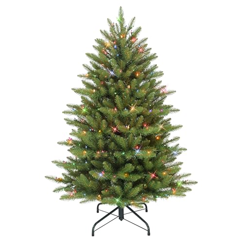 Puleo International 4.5 Foot Pre-Lit Fraser Fir Artificial Christmas Tree with 250 UL-Listed Multi-Color Lights, Green
