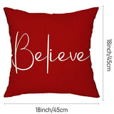 DFXSZ Christmas Throw Pillow Covers 18x18 Inch Set of 2 Merry Christmas Farmhouse Decorations Believe Holiday Decor Throw Cushion Case for Home Couch