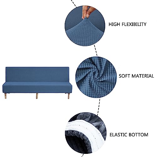 Armless Futon Cover, Armless Sofa Cover, Washable Futon Slip Cover with Elastic Bottom for Kids Pets-Light Grey