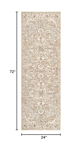 Pauwer Hallway Runner Rug 2x6, Washable Boho Kitchen Runner, Beige Brown